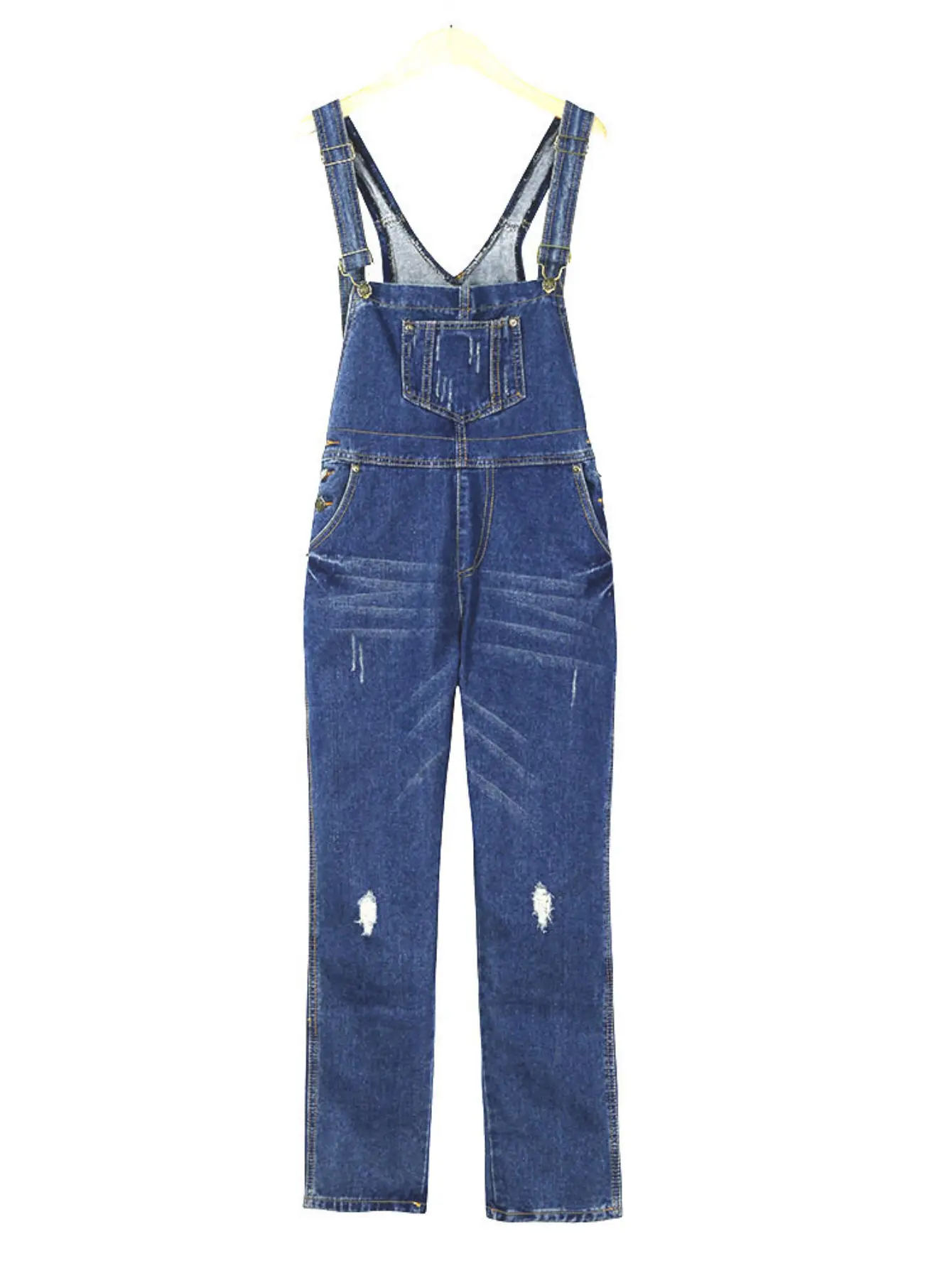 Overalls Jeans Women Suspenders Blue Pants Denim Wide Leg Long Pant Jumpsuits Button Pocket Rompers Maxi Straight Trousers