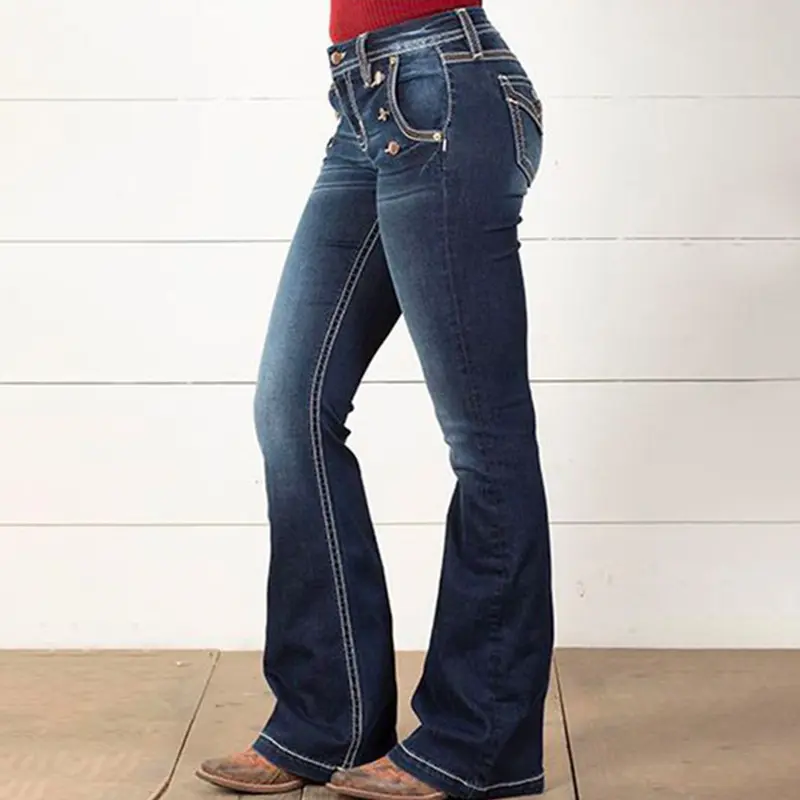 Denim Pant Women Jeans Long Flare Pants Slim Fit High Waist Straight Mom Jeans Trousers Y2k Streetwear Elegant Splice Vintage