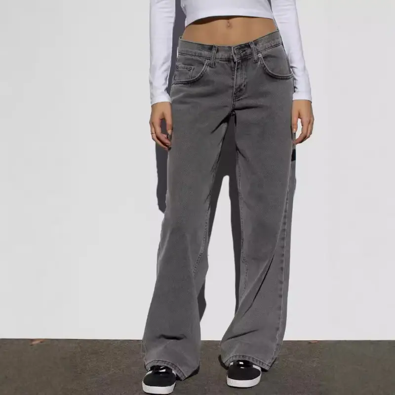 Women Denim Pant Jeans Wide Leg Floor Length Pants High Waist Straight Trousers Y2k Streetwear Mom Jeans Casual Loose 2025
