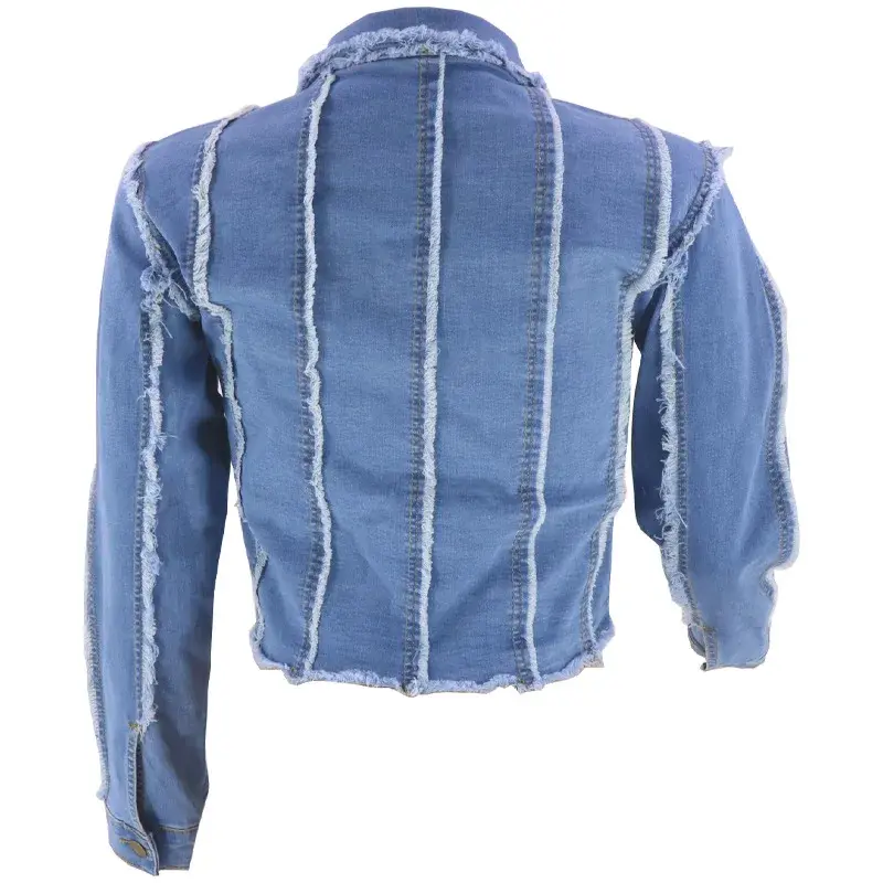 Women Jackets Single Breasted Button Denim Coats Patchwork Outerwear Cardigan Pockets Streetwear Solid Slim 2024 Spliced