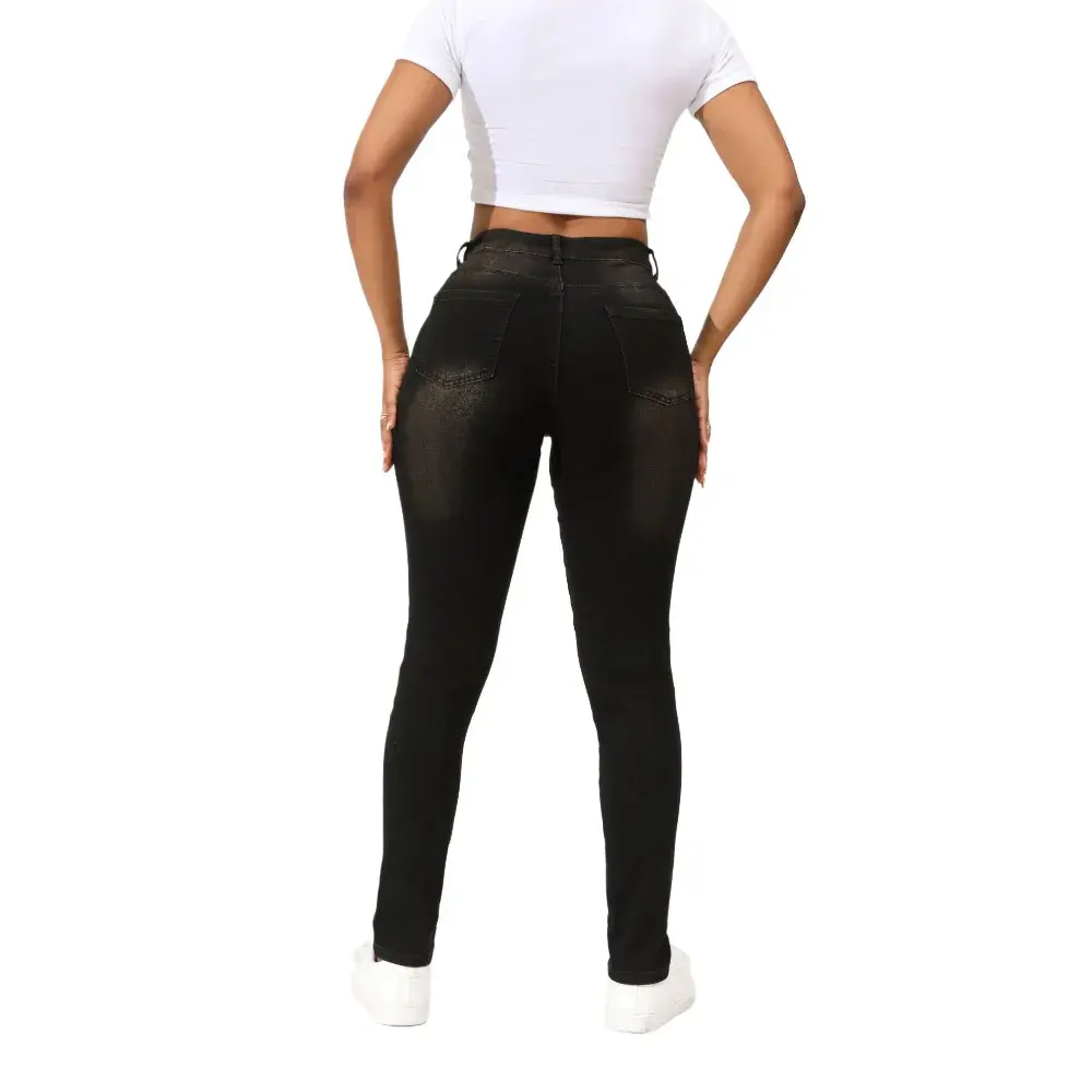 Mom Jeans Women Ankle Length Sheath Pencil Pants Slim Denim Zipper Pockets High Waist Y2k Streetwear Holes 2025 Skinny Basics