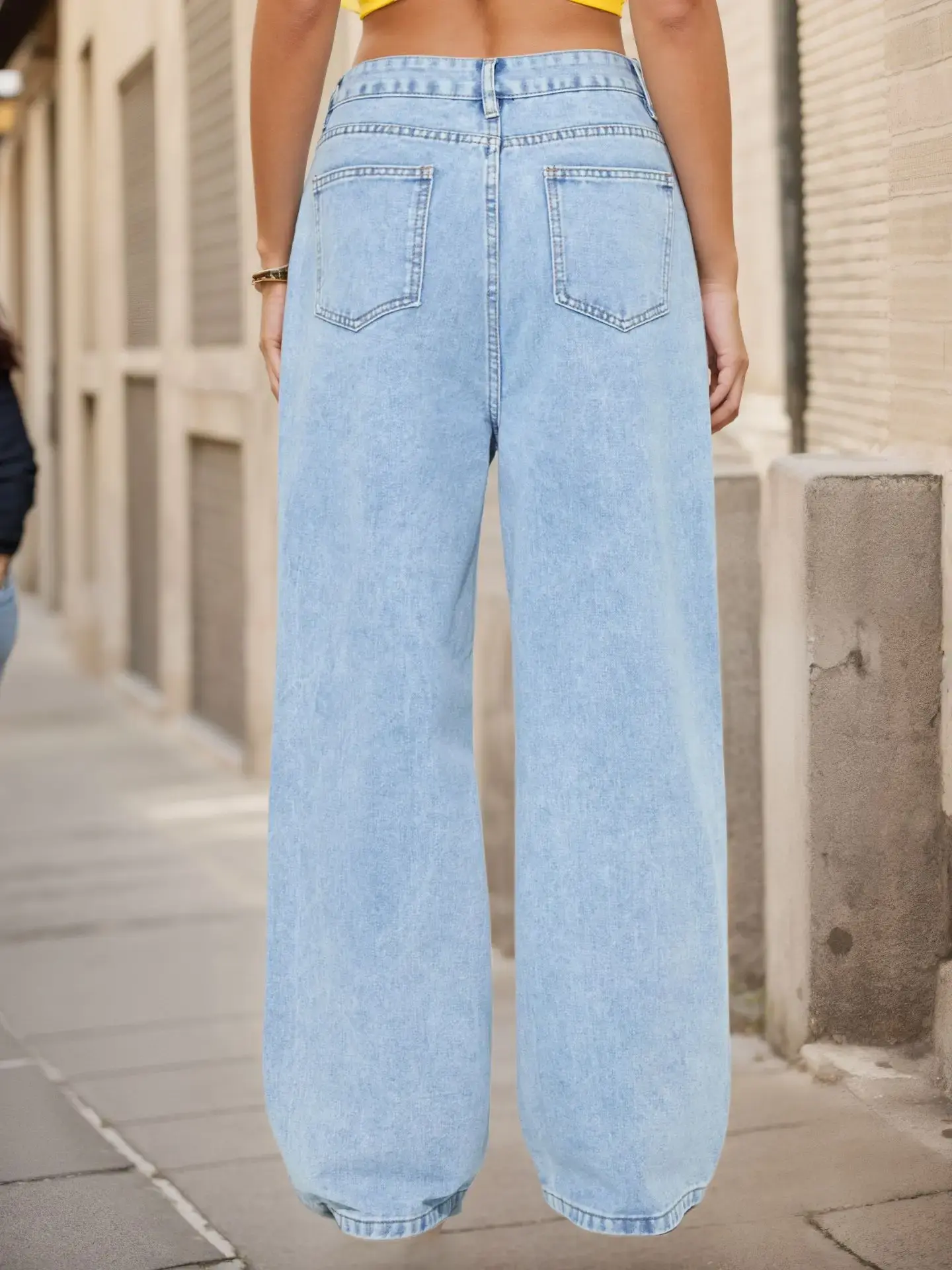 Vintage Jeans Women Denim Wide Leg Pants Washed Distressed Floor Length High Waist Vintage Straight Trousers 2025 Streetwear