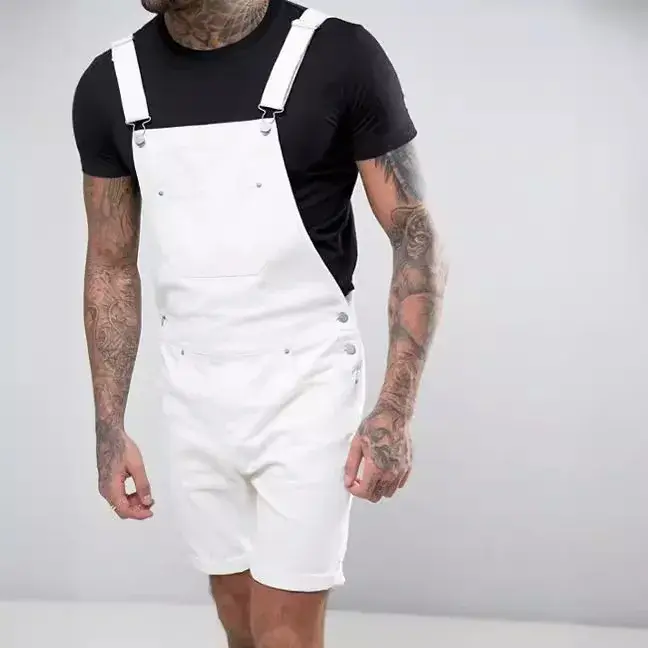 Women Jeans Jumpsuits Solid Rompers Overalls Denim Washing One Piece Loose Casual Pockets Knee Length Cargo Mid Waist 2025