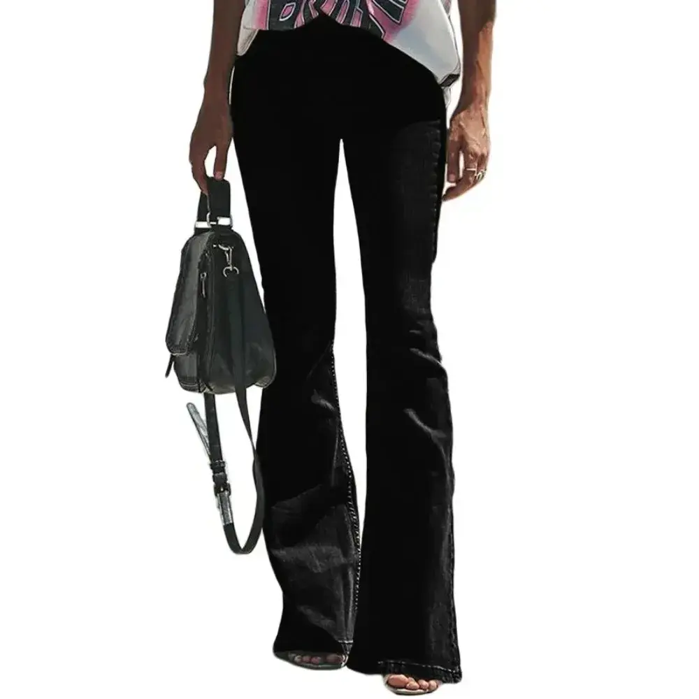 Jeans Women Boot Cut Denim Washing Flare Pants Loose Mom Pockets High Street Solid Mid Waist Zipper Fly 2025 Ankle Length