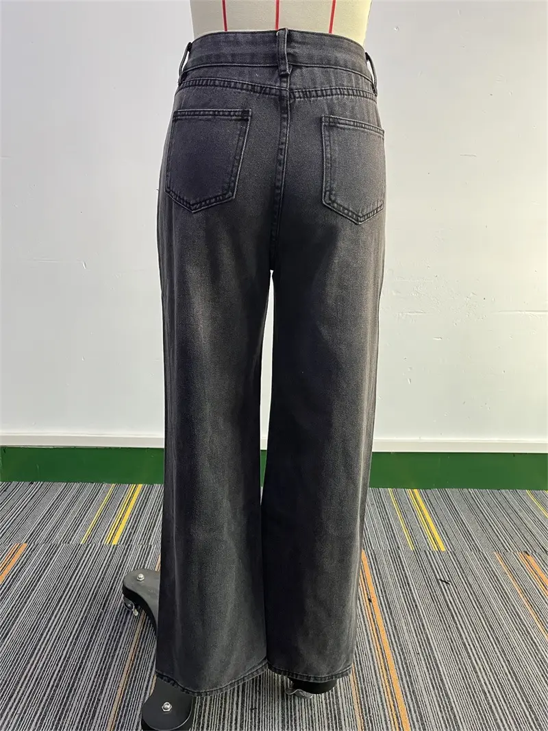 Denim Straight Pants Women Mom Jeans Washed Vintage High Waist Pockets Y2k Vintage Ankle Length Trousers 2025 Streetwear Punk