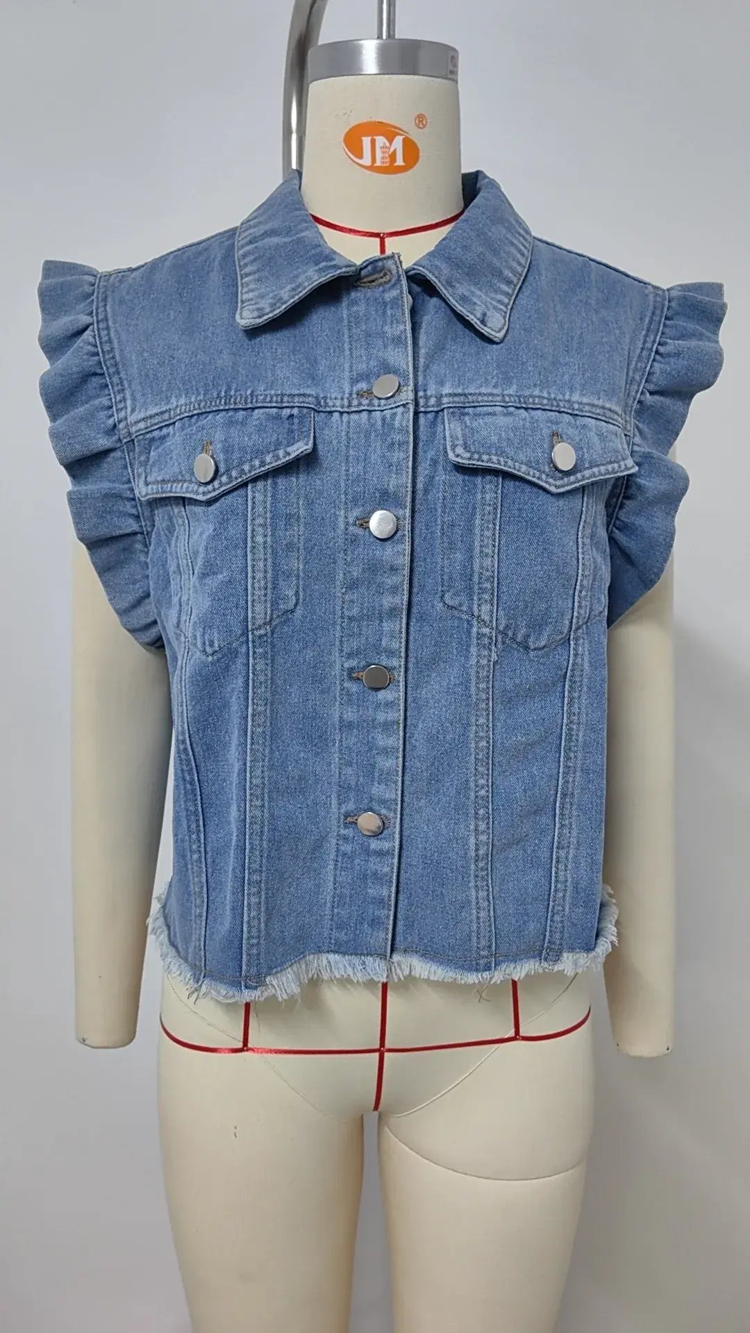 Denim Vest Coat Women Streetwear Edible Tree Fungus Tops Washed Turn Down Collar Single Breasted Washed Y2k Jacket 2025 Elegant