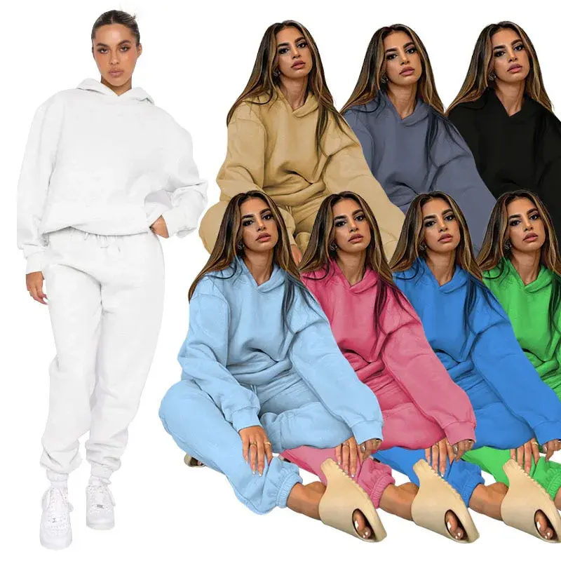 Hooded Tracksuit Women Sports Two Pieces Set Streetwear Y2k Sweatshirts Pants Sweatpants Trousers Outfits 2025 Autumn Spring