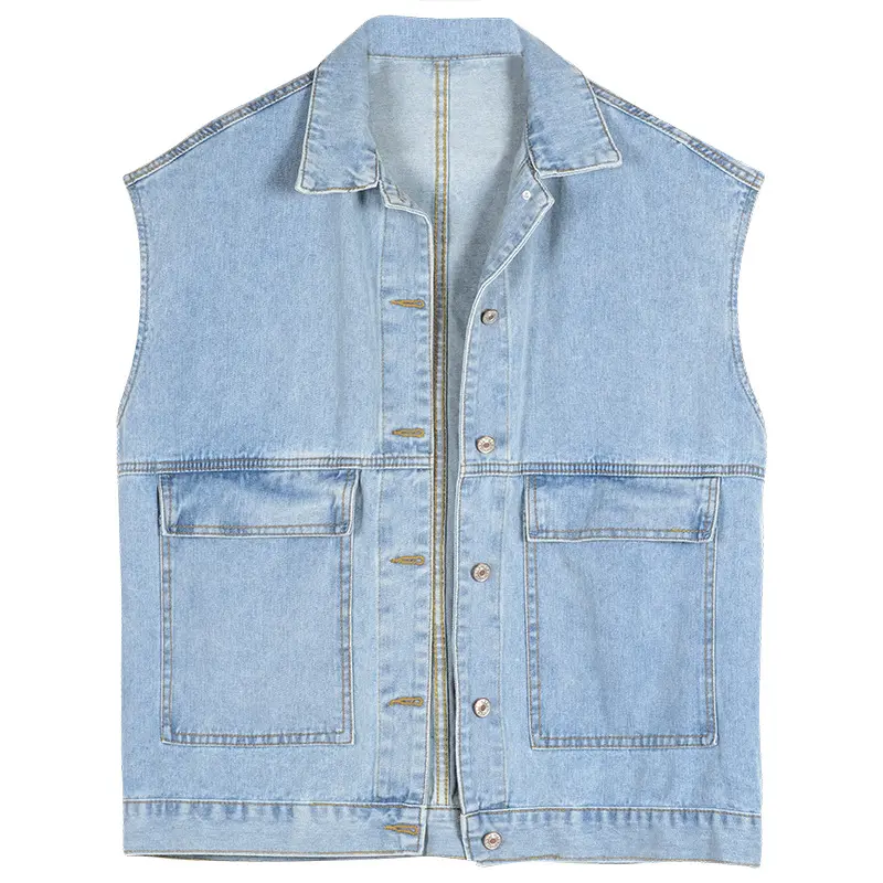 Denim Coats Women Mom Jeans Casual Streetwear Jacket Turn Down Collar Y2k Streetwear Vest Single Breasted 2025 Spring Jackets