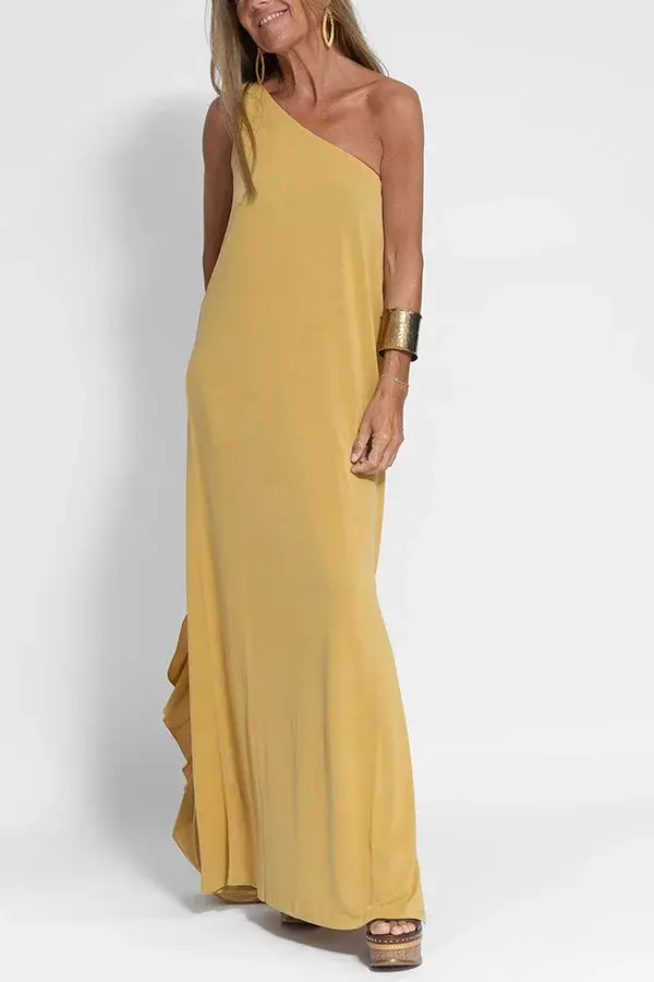 Dresses Summer Women Long Vest Dresses Hem Split Ladies Diagonally Collar Y2k Streetwear Maxi Party Beach Vestidos Loose Spring