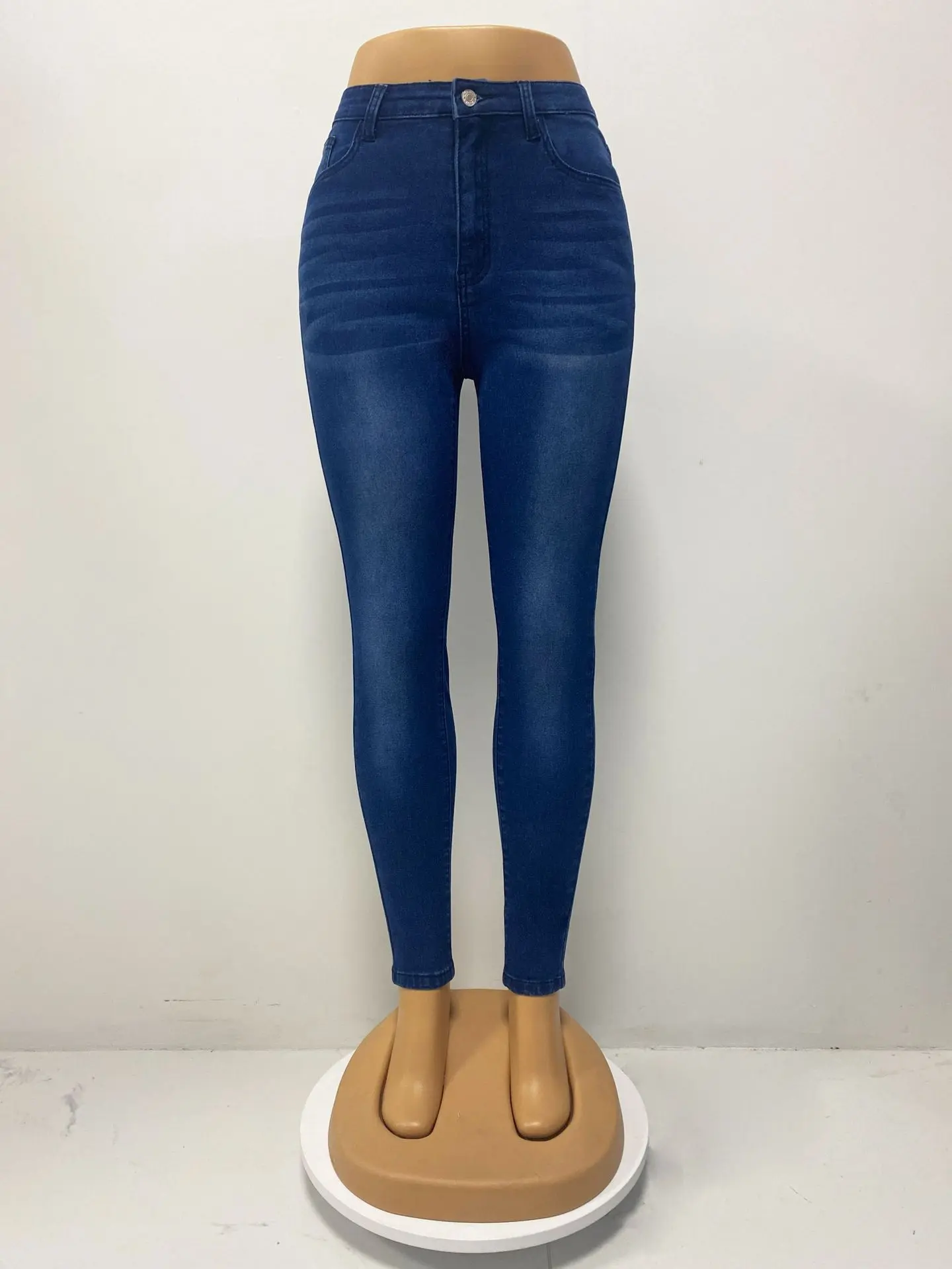 Pencil Denim Pants Ankle Length Jeans Women Washed Solid Jean Pockets High Waist Streetwear Distressed Vintage 2024 Skinny