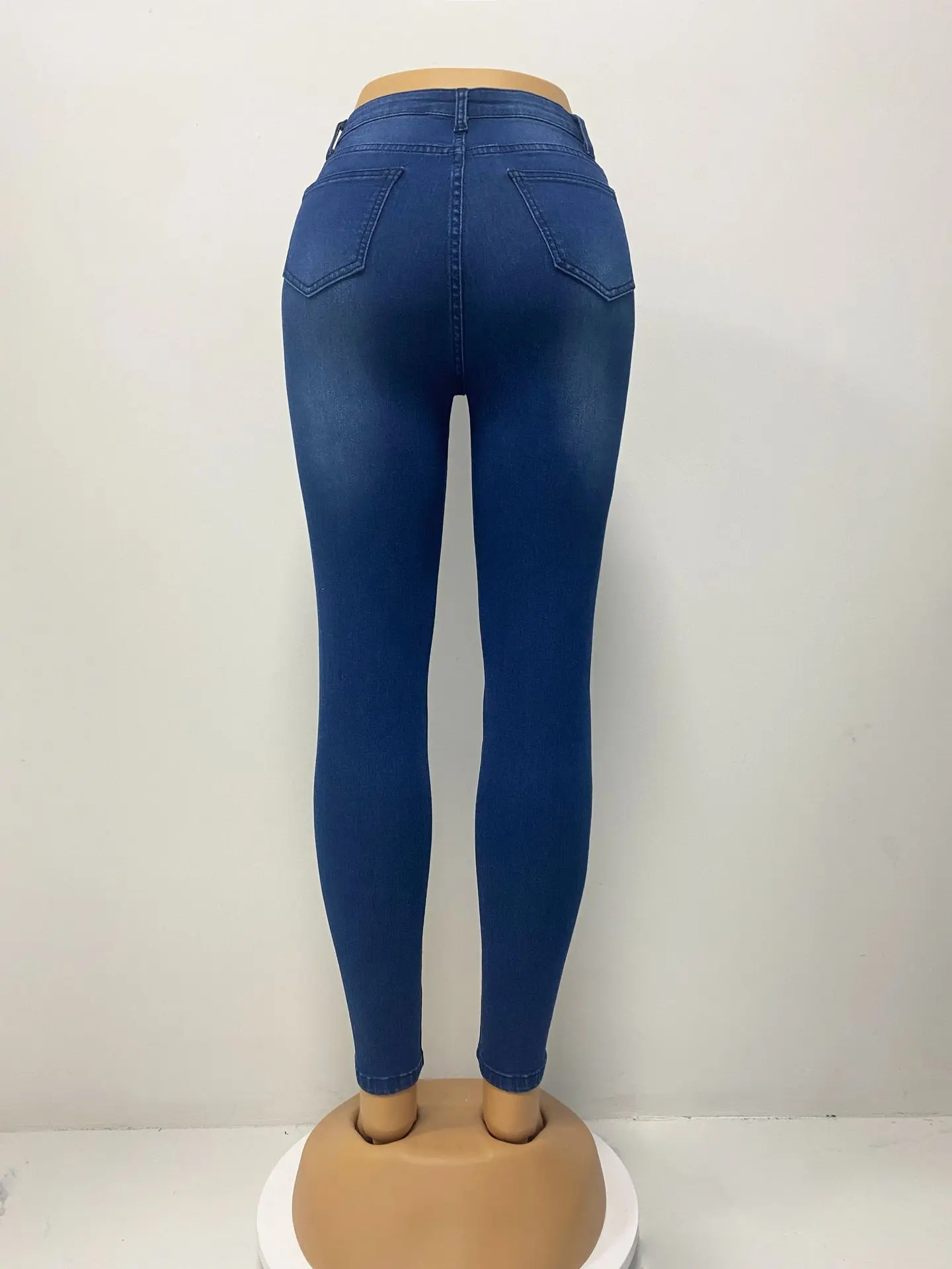 Pencil Denim Pants Ankle Length Jeans Women Washed Solid Jean Pockets High Waist Streetwear Distressed Vintage 2024 Skinny