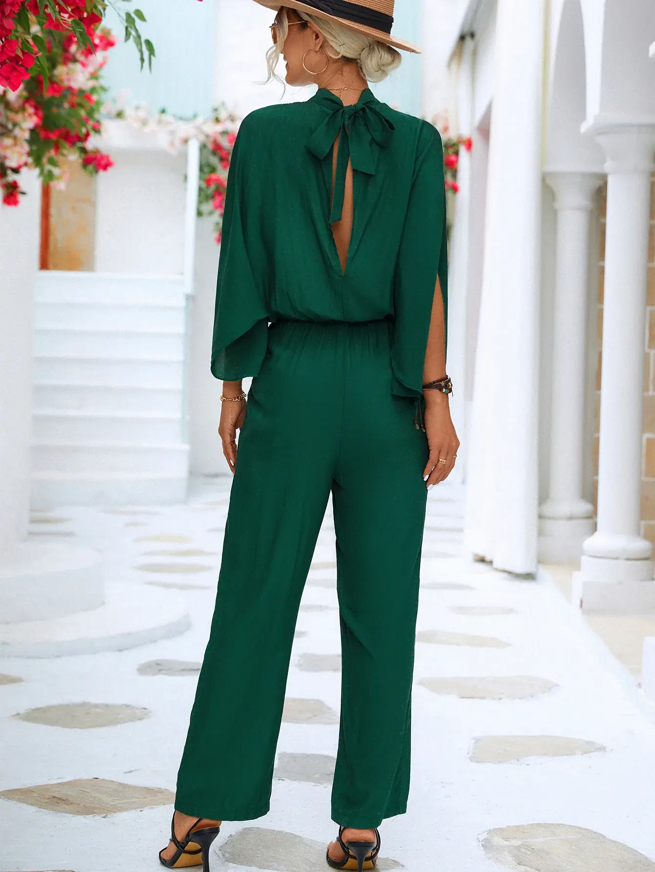 Party Jumpsuits Women Stand Collar High Waist Rompers Streetwear Ankle Length Wide Leg Pants Loose 2024 Summer Pockets One Piece