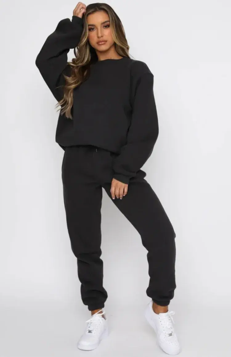 Winter Tracksuit Two Piece Sets Women Autumn Tops Jogger Thick Hoodies Sweatshirt Drawstring Trouser Y2k Streetwear Suits spring