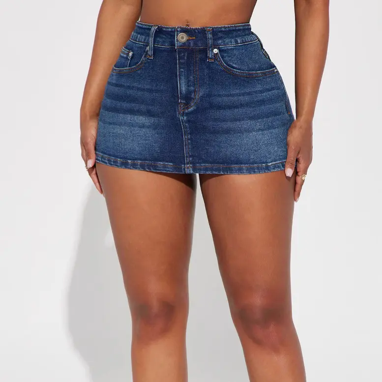 Denim Skirts Women Short Skirt A Line Slim Fit Streetwear Club Button Regular Elegant Splice Y2k Mom Jeans Y2k Summer 2025