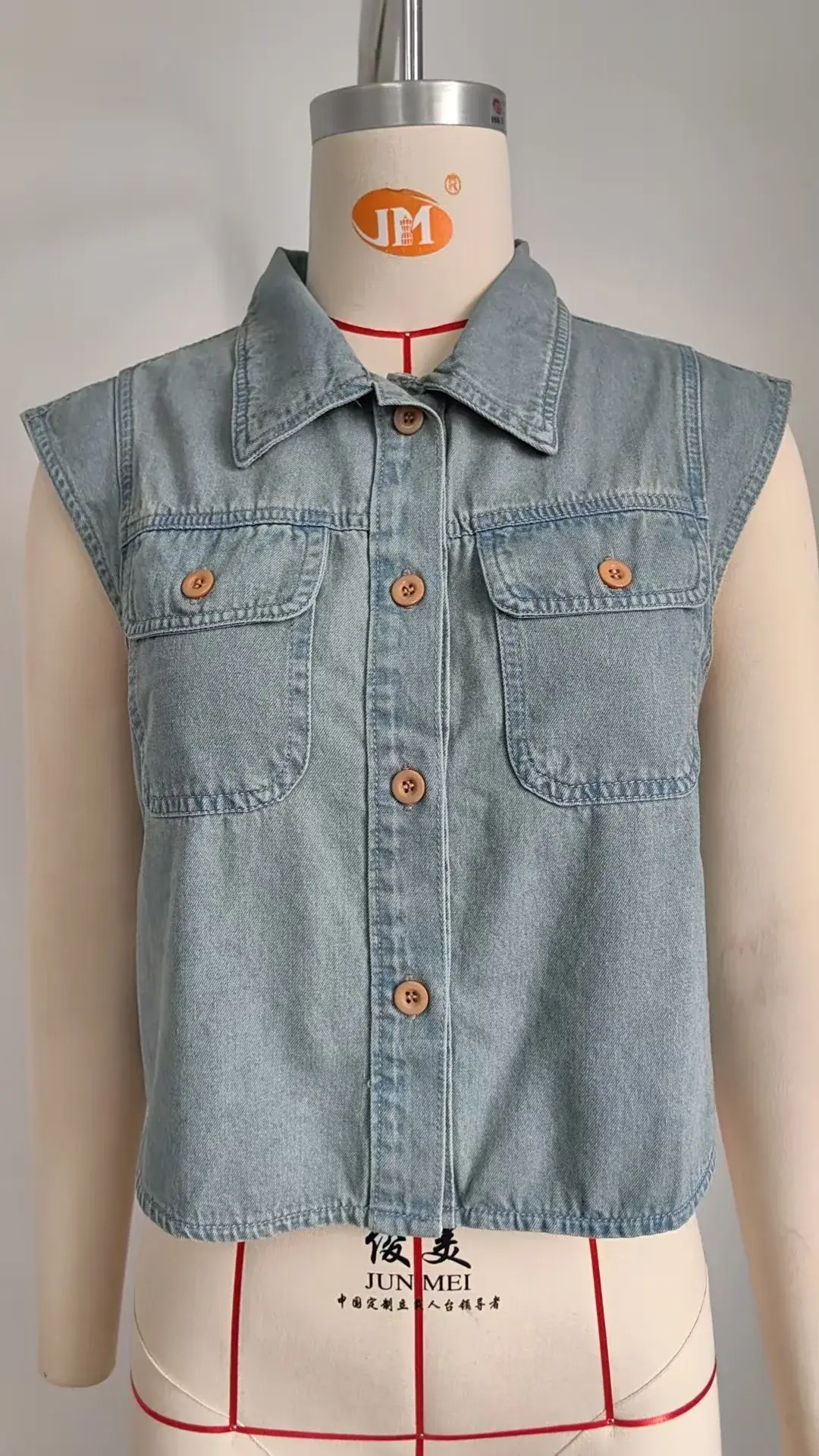 Denim Vest Women Streetwear Short Tops Jacket Flying Sleeve Washed Turn Down Collar Mom Jeans Single Breasted Waistcoat 2025