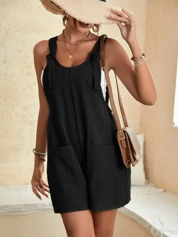 Jumpsuits Women Rompers Sleeveless Suspender Trousers One Piece Wide Leg Shorts Overalls Loose Casual Playsuit One Piece Club