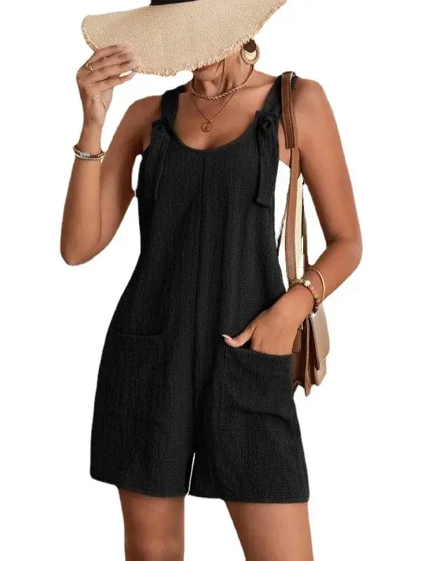 Jumpsuits Women Rompers Sleeveless Suspender Trousers One Piece Wide Leg Shorts Overalls Loose Casual Playsuit One Piece Club
