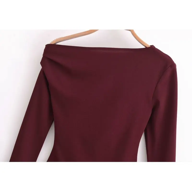 Asymmetric Elastic Chiffon Top Women's Top for Women Autumn Casual Shirts Slim Blouse Female Shirts