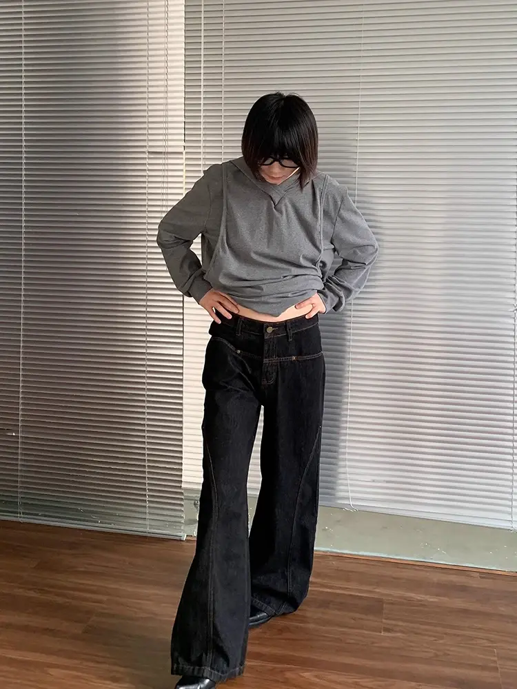 Korean Fashion Wide Leg Denim Jeans Women High Waist Loose Baggy Pants Streetwear Y2K Straight Trousers Vintage Female Pants