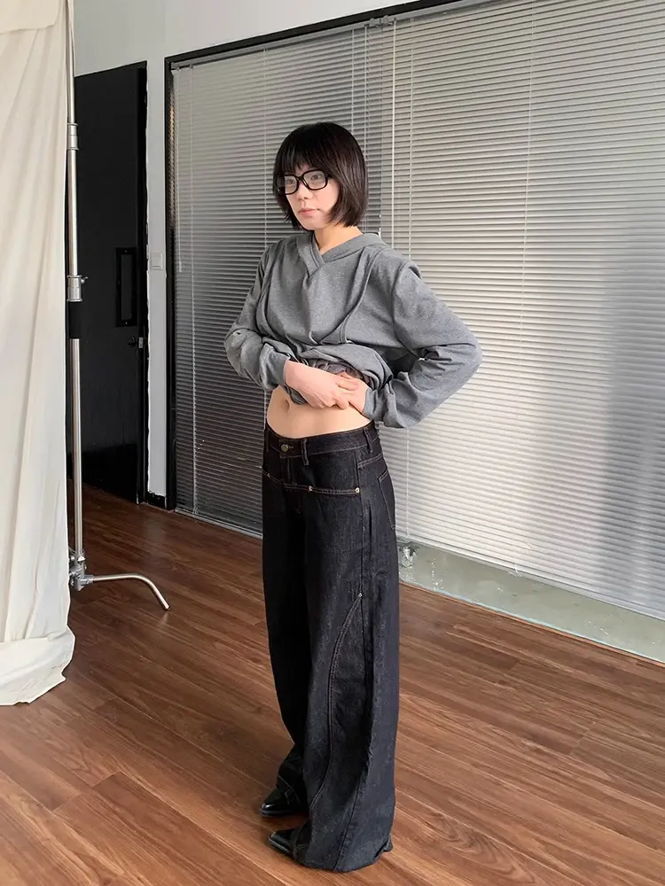 Korean Fashion Wide Leg Denim Jeans Women High Waist Loose Baggy Pants Streetwear Y2K Straight Trousers Vintage Female Pants