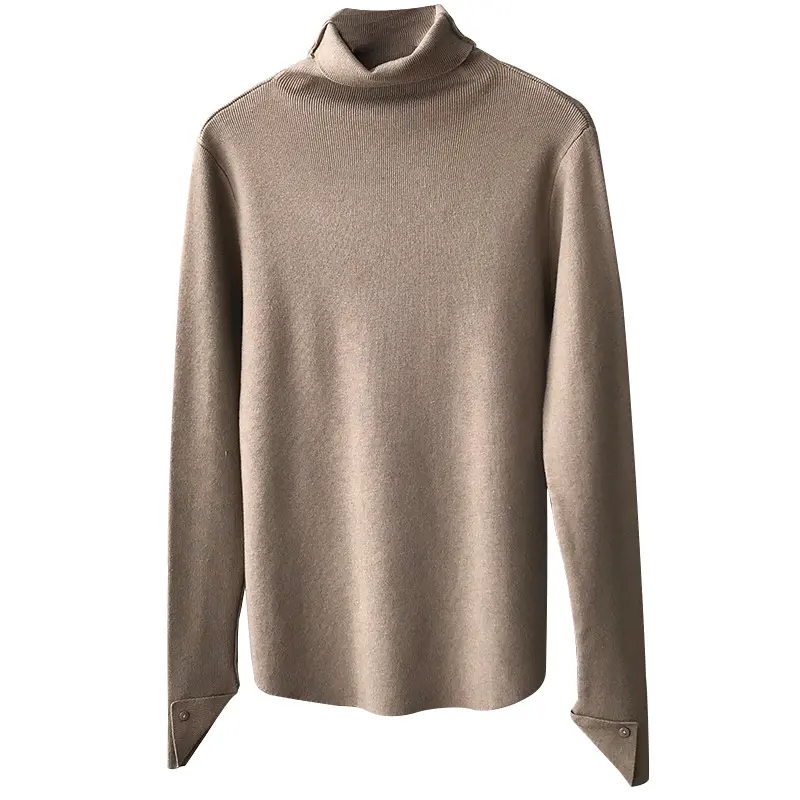 Knitted sweater women's spring new style interior pullover solid color high neck long sleeved slim fit Korean version base shirt