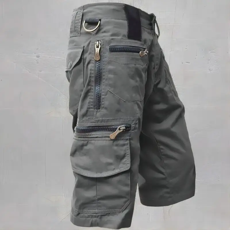 New Summer cotton casual cargo shorts men's trend all matching plus-size simple fashion loose seven-point pants Straight pants