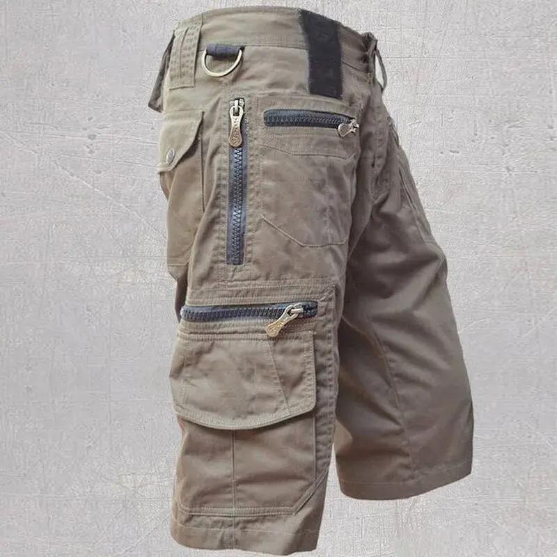 New Summer cotton casual cargo shorts men's trend all matching plus-size simple fashion loose seven-point pants Straight pants