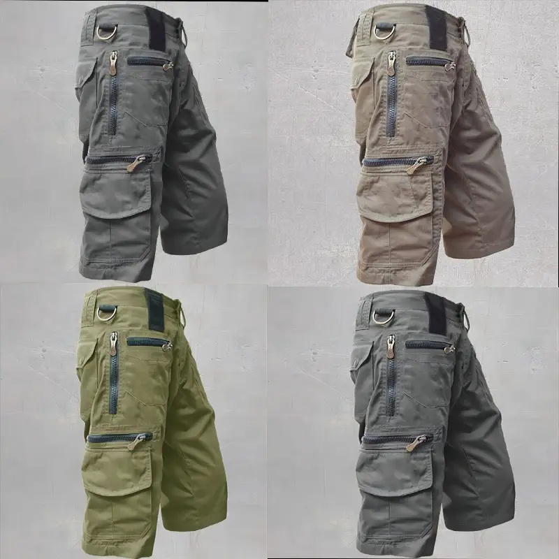 New Summer cotton casual cargo shorts men's trend all matching plus-size simple fashion loose seven-point pants Straight pants