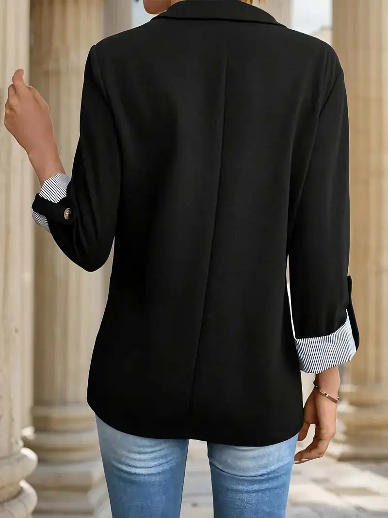 New women's casual and fashionable jacket with rolled sleeves and slim fit button up suit
