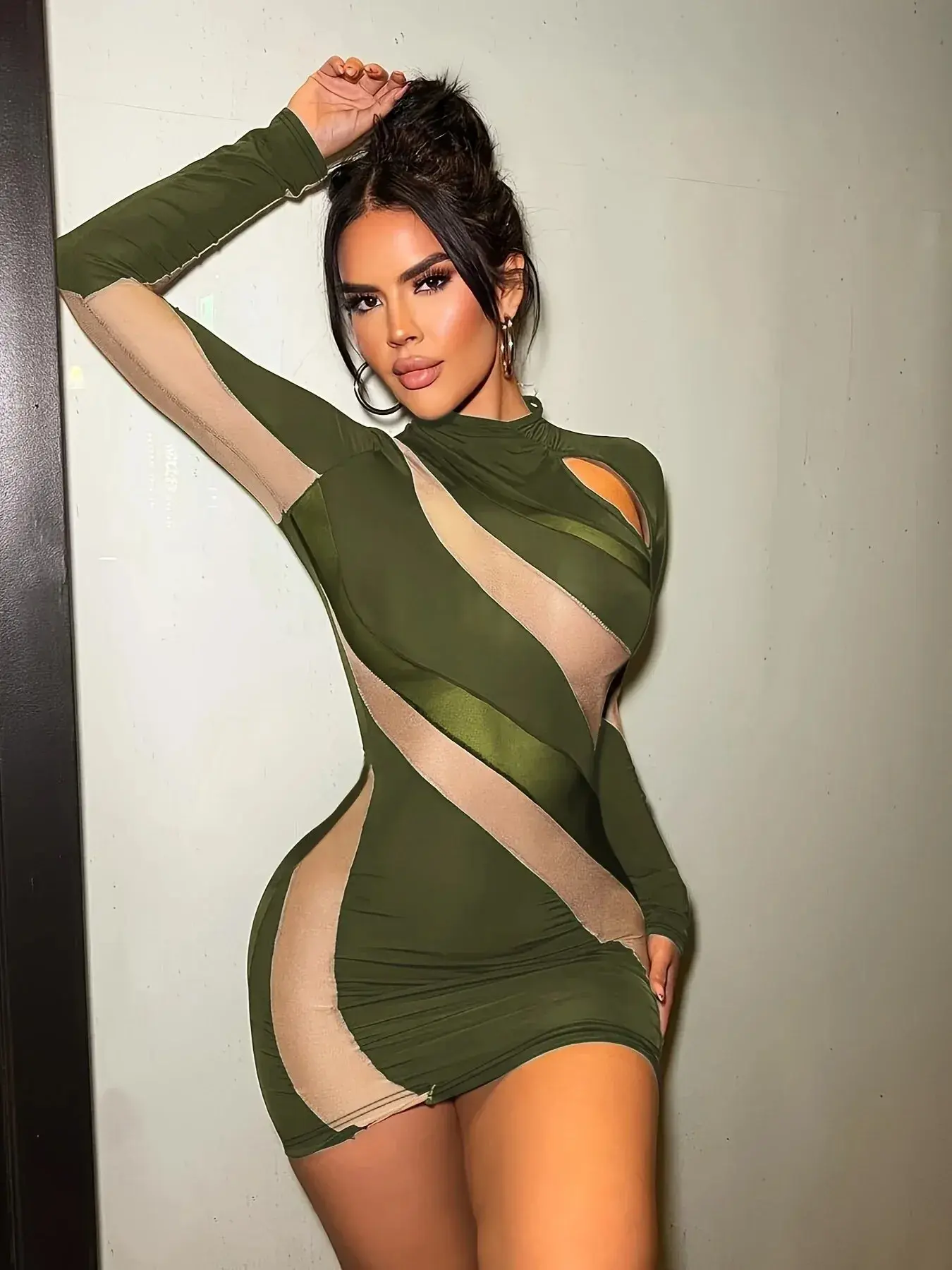 Women 2025 Spring Autumn Long Sleeve Party Club Streetwear Bodycon Black Mini Dress