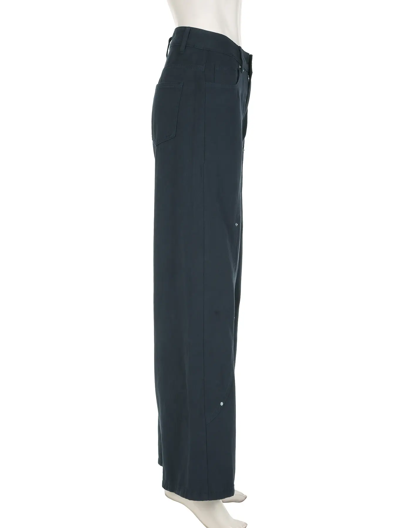 Casual Loose Rivet Jeans Wide Leg Pants Basic Low-Waisted Straight Pants Women 2025 Spring Autumn Streetwear Ladies