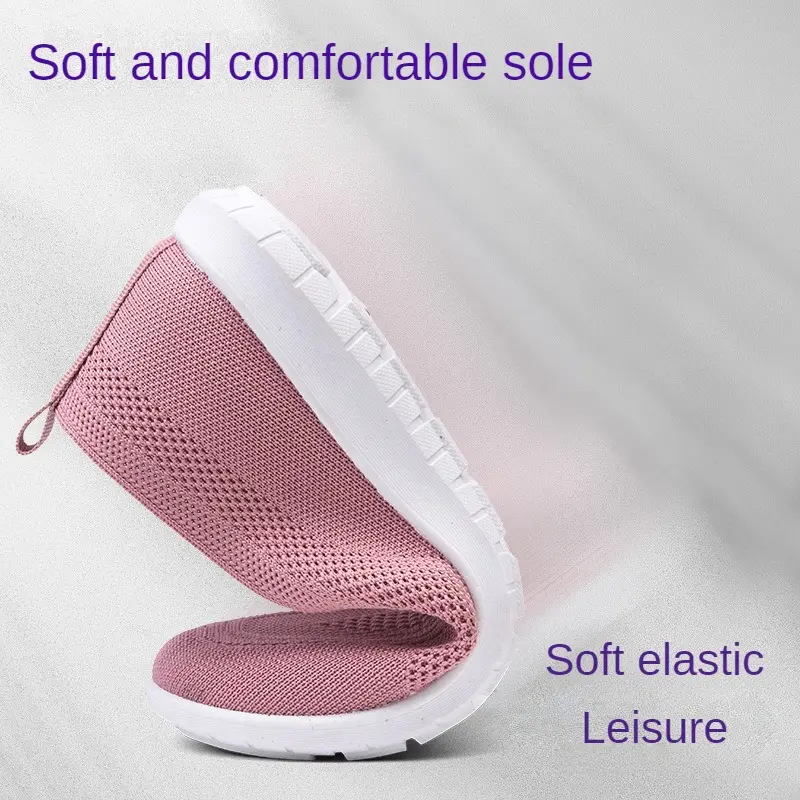 Hot Selling Knitted Flat Sole Single Shoes for Women In Spring and summer 2023 New Style Breathable Casual Shoes for Lazy Women