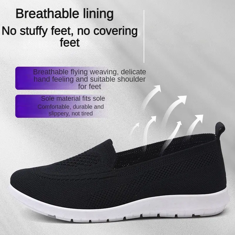 Hot Selling Knitted Flat Sole Single Shoes for Women In Spring and summer 2023 New Style Breathable Casual Shoes for Lazy Women