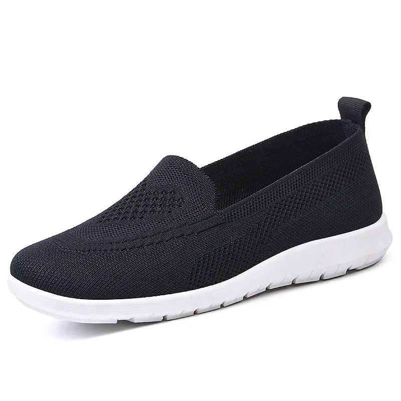 Hot Selling Knitted Flat Sole Single Shoes for Women In Spring and summer 2023 New Style Breathable Casual Shoes for Lazy Women