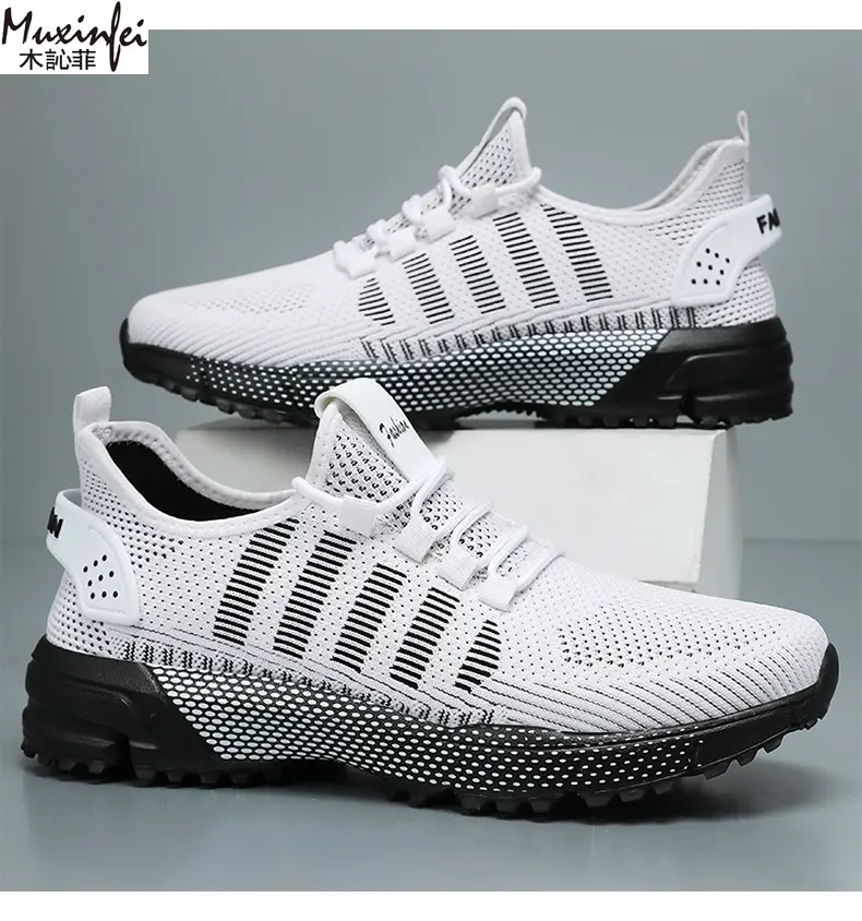 Men's Summer Sneakers Oversized Knitted Single Shoes Soft Sole Comfortable and Casual Sneaker Breathable Mesh Running Shoes