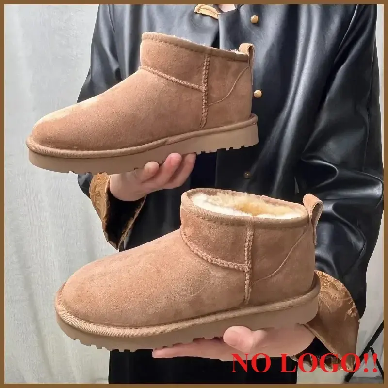NO-LOGO genuine sheepskin wool, classic mini sheepskin snow boots, chestnut casual warm boots for women  platform boots