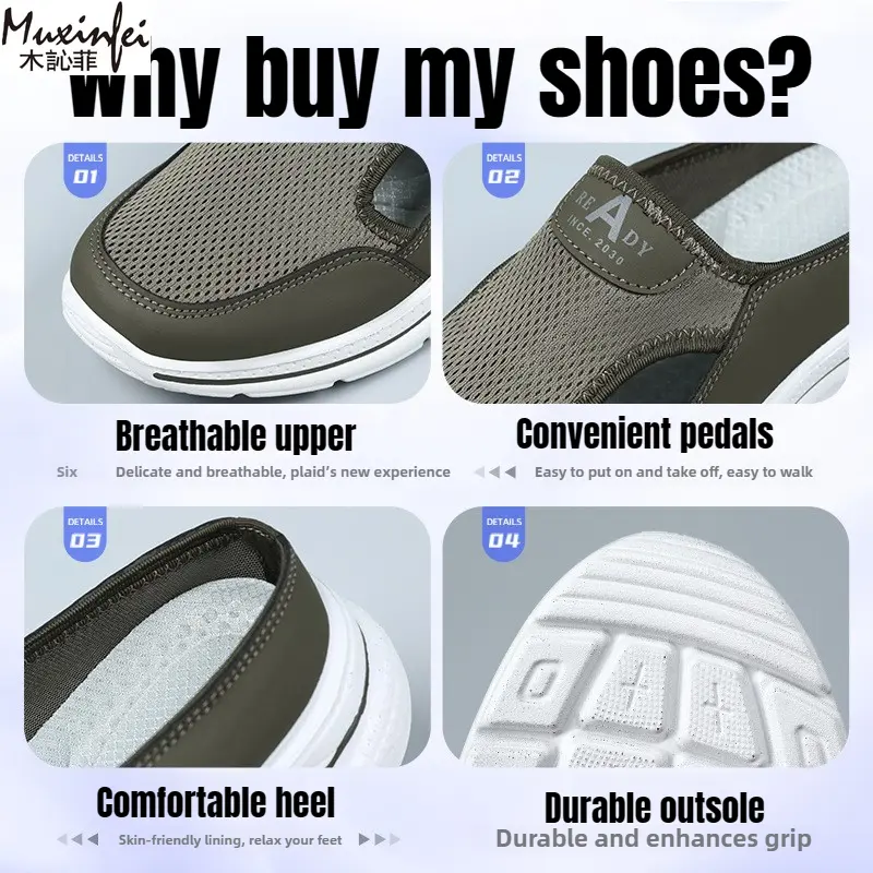 Men's Summer Slippers Breathable Casual Shoes Soft Cushioned Dad Footwear Light Weight Mens Shoes Free Shipping Shoes