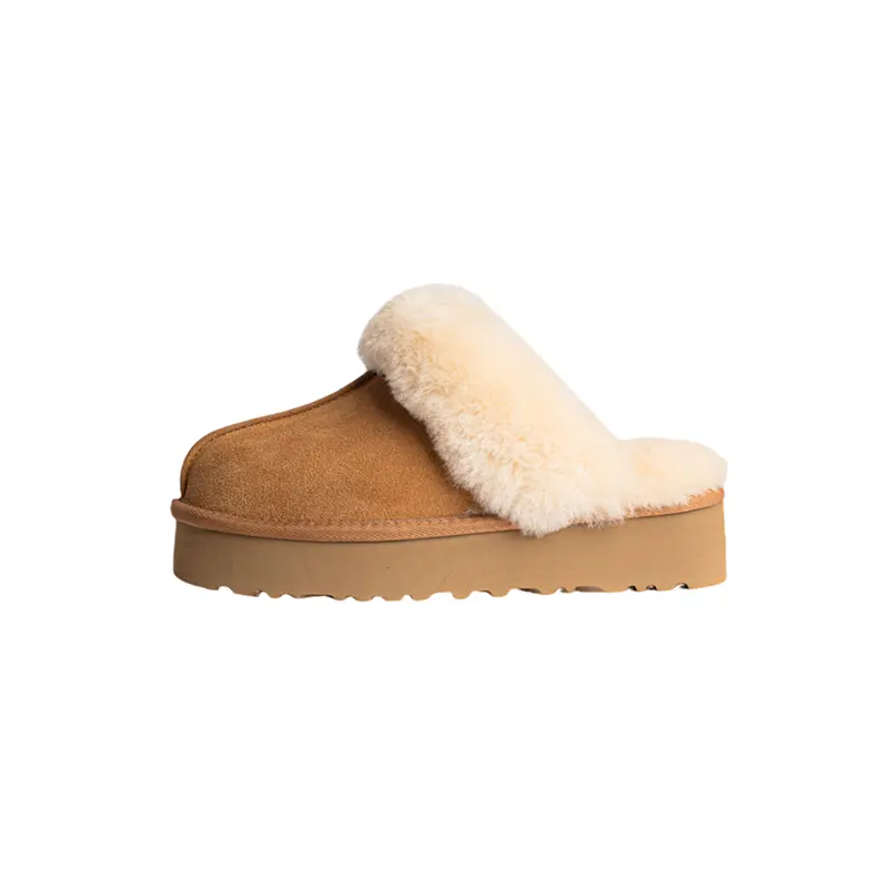 2025 Winter New Anti Slip Casual Baotou Half Dragged Women's Outerwear Sheep Fur Integrated Home Indoor Fur Cotton Slippers