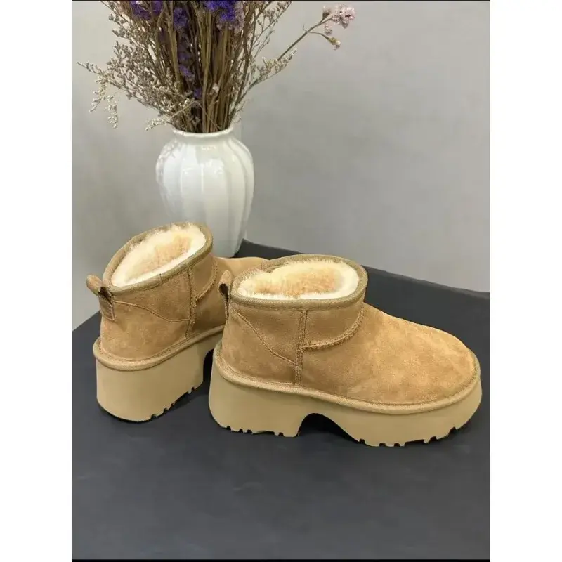 [Mermaid Style] Sheepskin and Wool Integrated Winter Women's Thick Bottom with Mermaid Short Boots for Casual Snow Boots