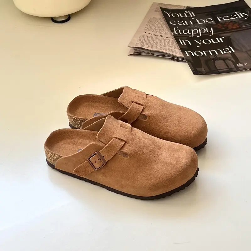 TUGGY [Genuine Leather Boken Slippers] New Soft Bottom Boken Slippers for Men and Women, Outerwear Boken Half Drag