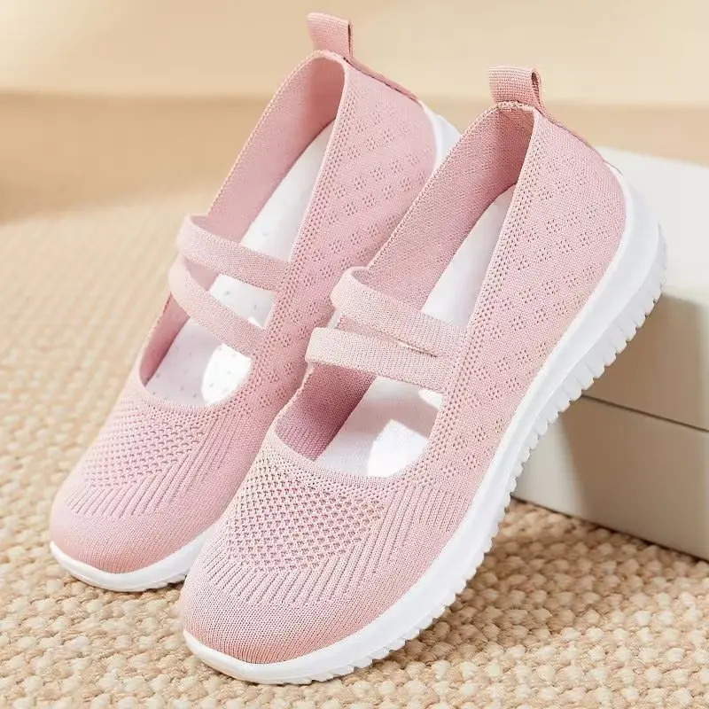 2025 Summer New Knitted Flat Bottom Women's Single Shoe Fashionable Lightweight Single Shoes for Women Breathable Women Shoes