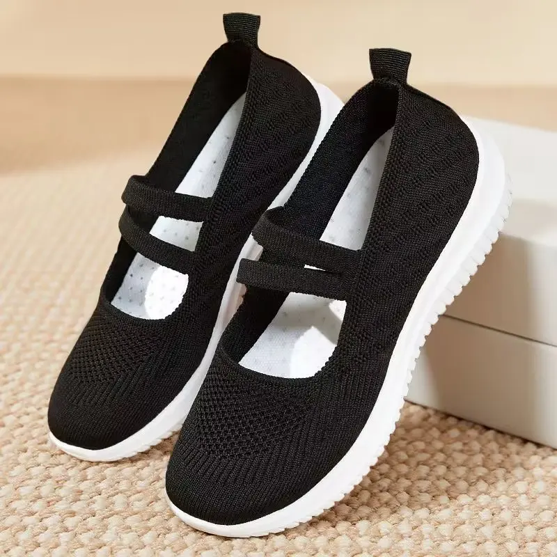 2025 Summer New Knitted Flat Bottom Women's Single Shoe Fashionable Lightweight Single Shoes for Women Breathable Women Shoes