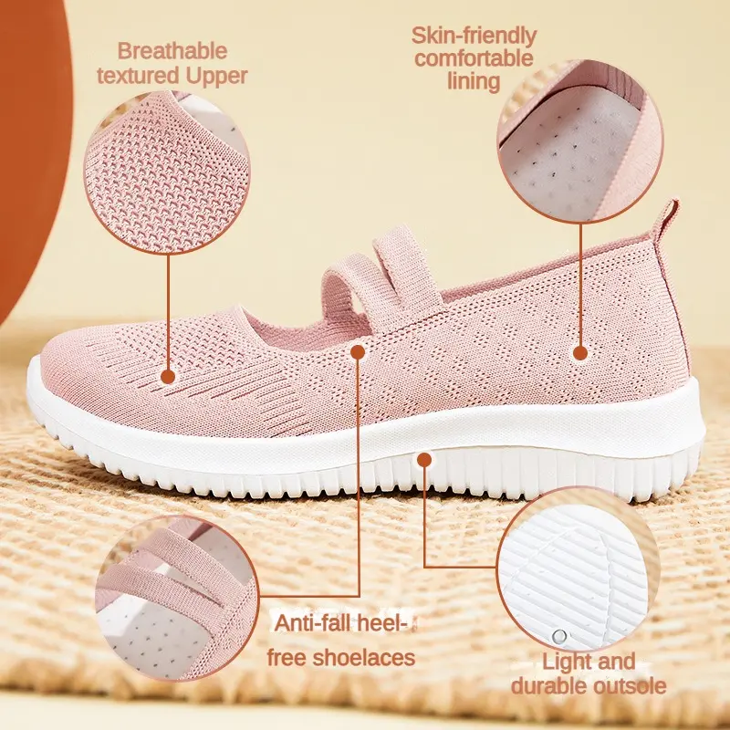 2025 Summer New Knitted Flat Bottom Women's Single Shoe Fashionable Lightweight Single Shoes for Women Breathable Women Shoes