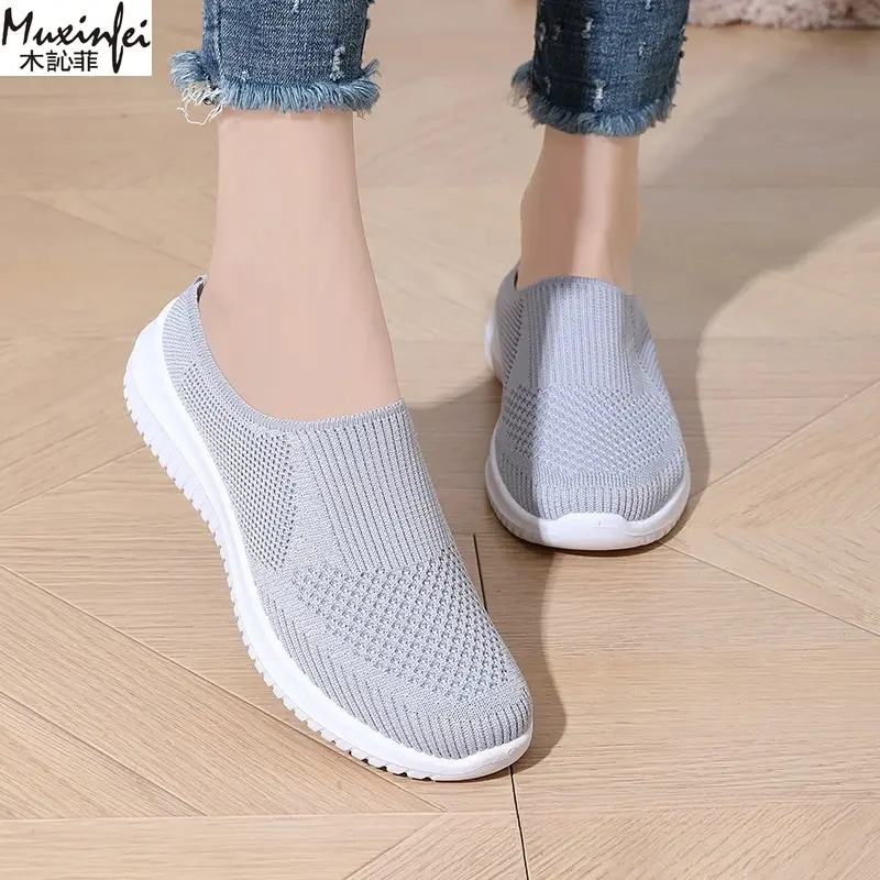Women's Summer Shoes Plus Size Casual Single Ladies Shoes Soft Sole Cover Half Slippers Sale Shoes with Free Shipping