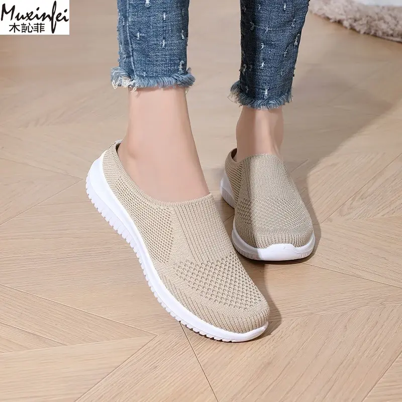 Women's Summer Shoes Plus Size Casual Single Ladies Shoes Soft Sole Cover Half Slippers Sale Shoes with Free Shipping