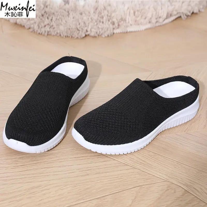 Women's Summer Shoes Plus Size Casual Single Ladies Shoes Soft Sole Cover Half Slippers Sale Shoes with Free Shipping