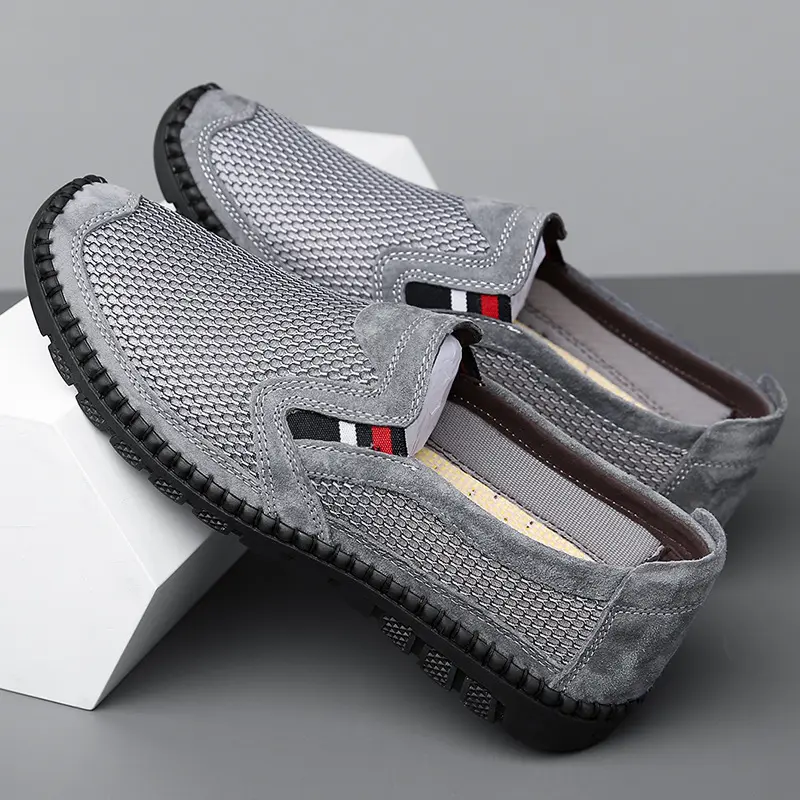 Summer breathable men's shoes, mesh breathable flat shoes, non slip comfortable men's shoes, oversized 38-46 men's flat shoes
