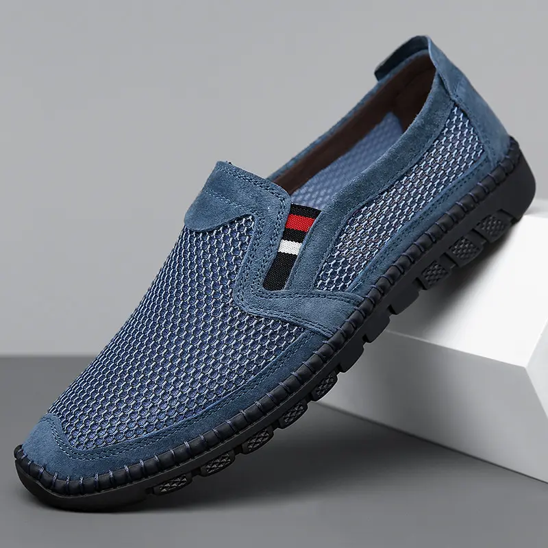 Summer breathable men's shoes, mesh breathable flat shoes, non slip comfortable men's shoes, oversized 38-46 men's flat shoes