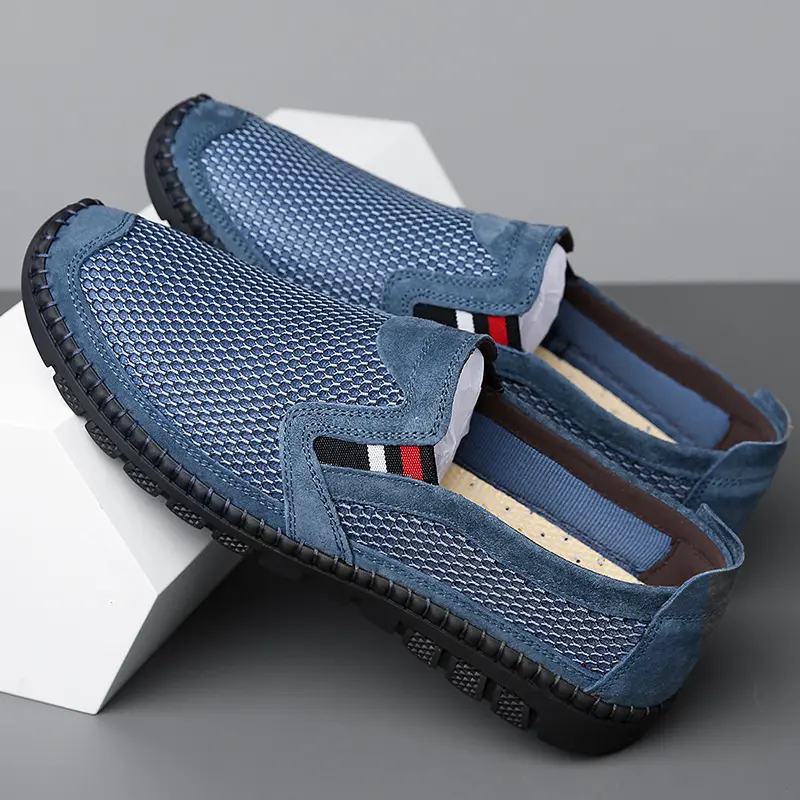 Summer breathable men's shoes, mesh breathable flat shoes, non slip comfortable men's shoes, oversized 38-46 men's flat shoes