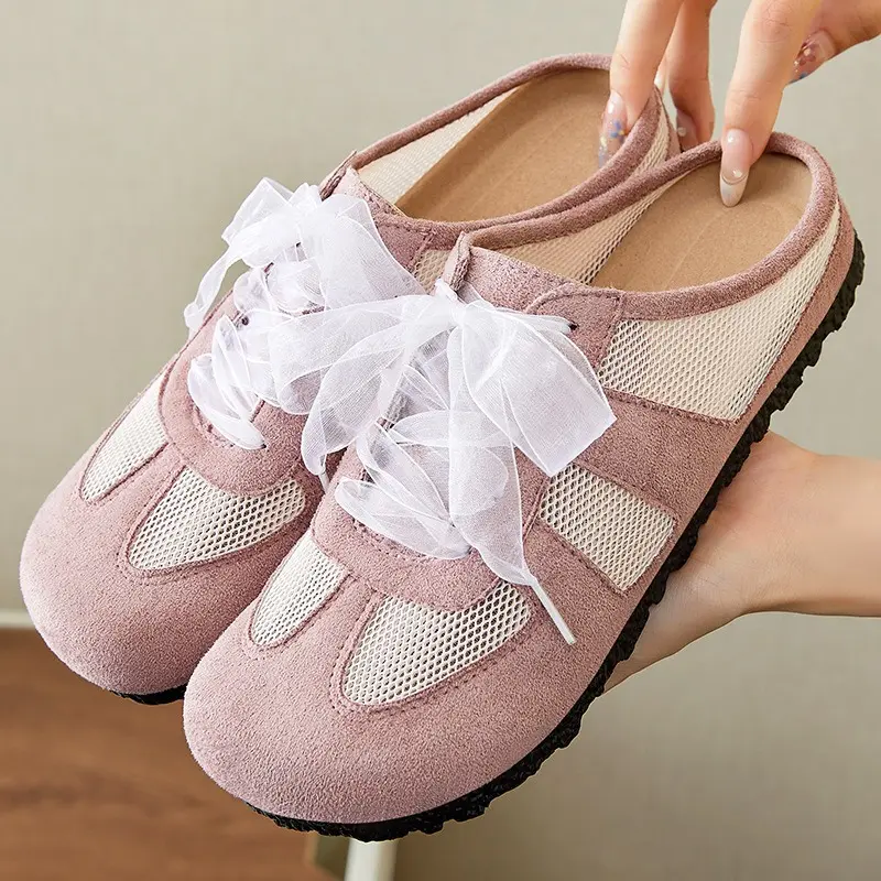 Women's Summer Slippers Mesh Breathable Casual Women's De Xun Shoes Fashion Women's Slippers Flat Flat Home Single Shoes